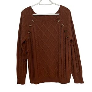 Women's Cable Knit Sweater - Brown